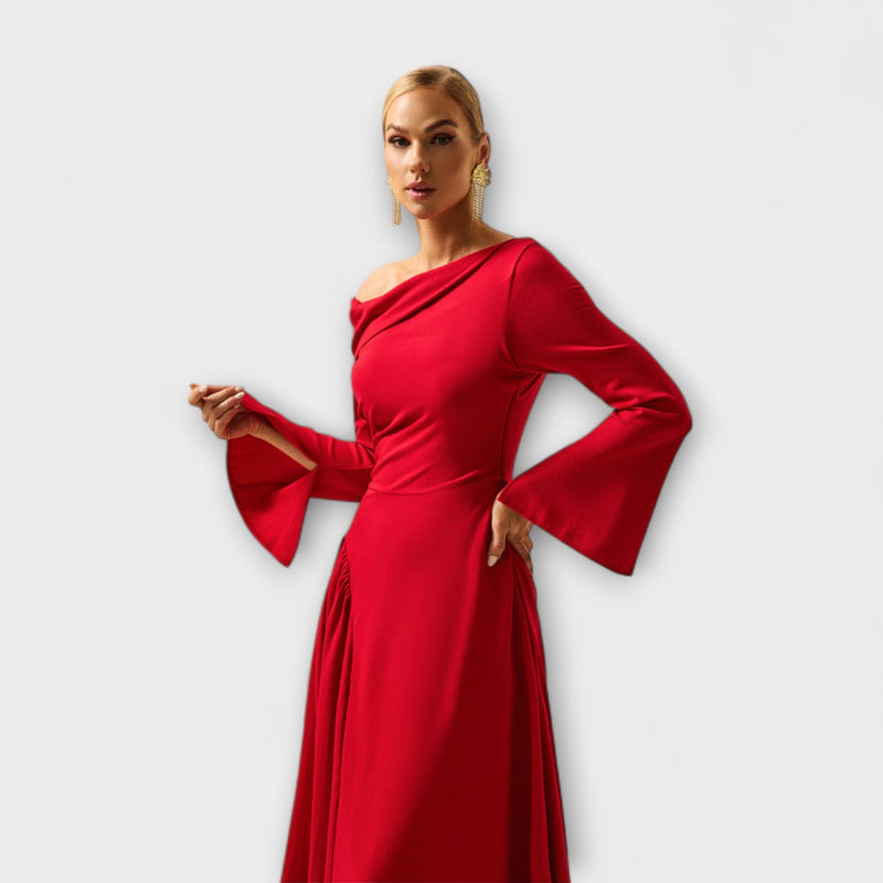 Willa - Vestido midi off-shoulder con mangas abullonadas
