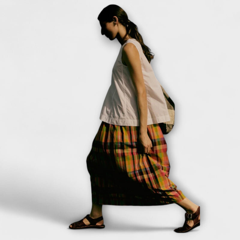 Emilia - Falda plisada a rayas multicolores