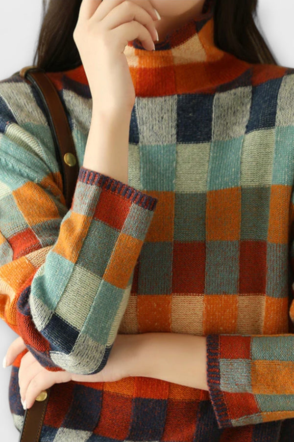 Ursula's - Jersey de cuello alto con diseño patchwork
