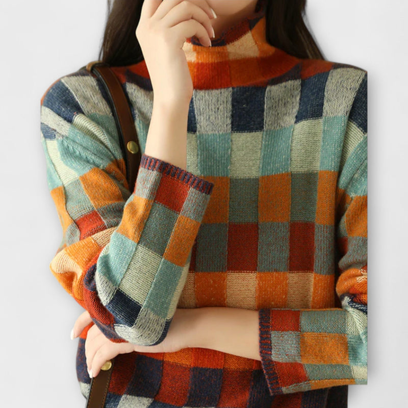 Ursula's - Jersey de cuello alto con diseño patchwork