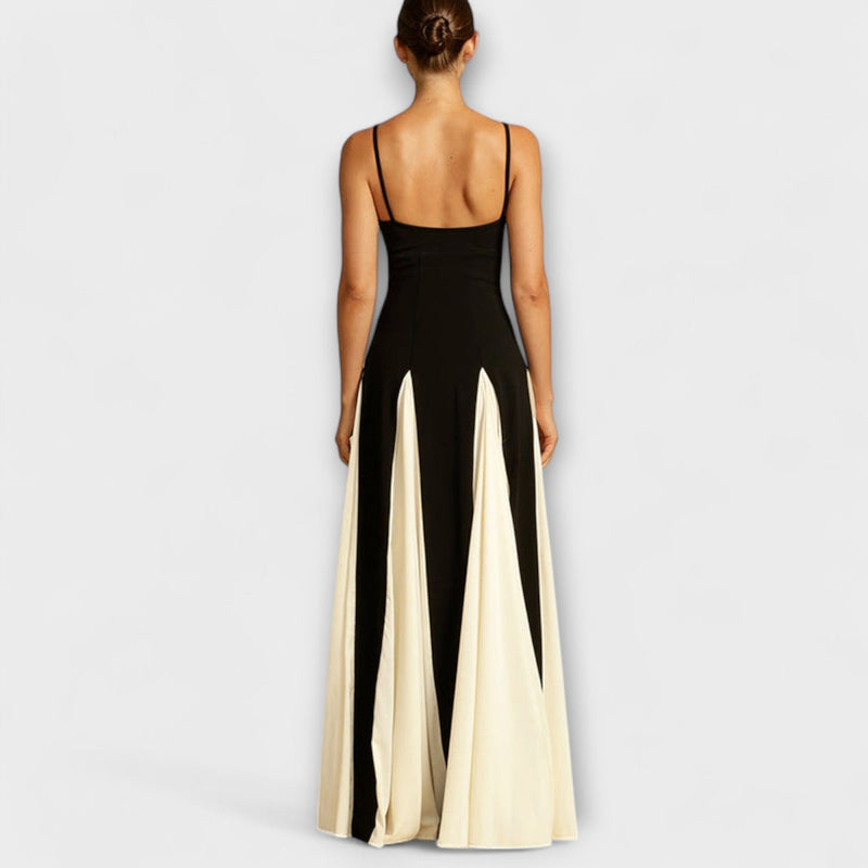Ember - Elegancia Clásica Vestido Maxi A-Línea con Paneles de Tul
