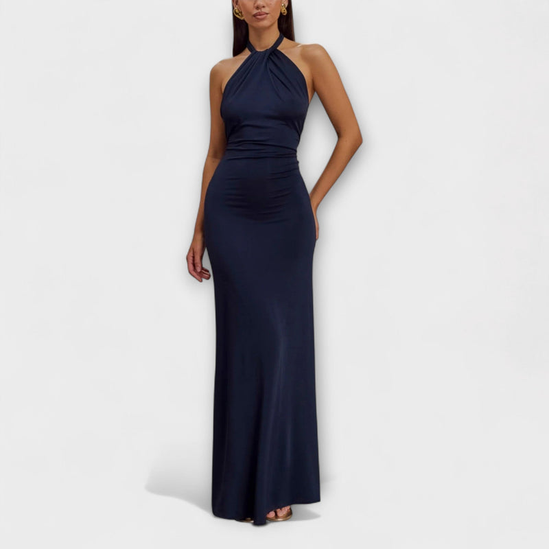 Lagune - Vestido Maxi Slinky con Cuello Halter