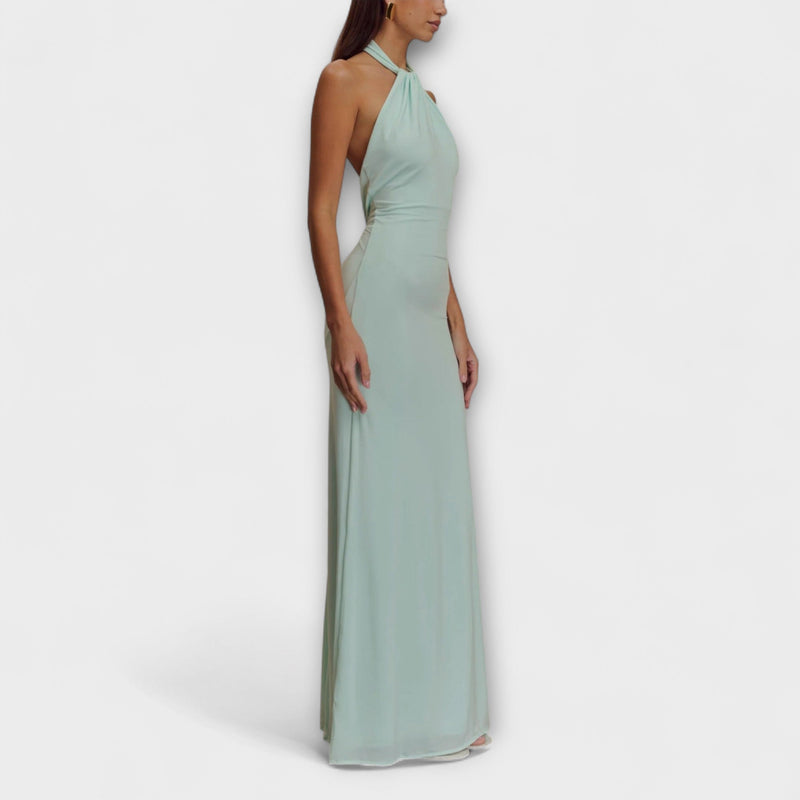 Lagune - Vestido Maxi Slinky con Cuello Halter