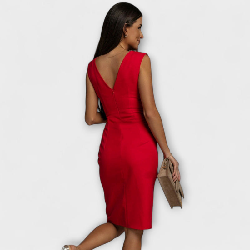 Brenda - Vestido elegante con escote en V y abertura