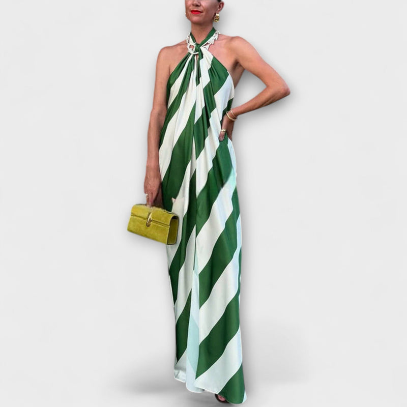 Marlowe - Vestido Maxibañador de Tirantes con Patrón de Rayas