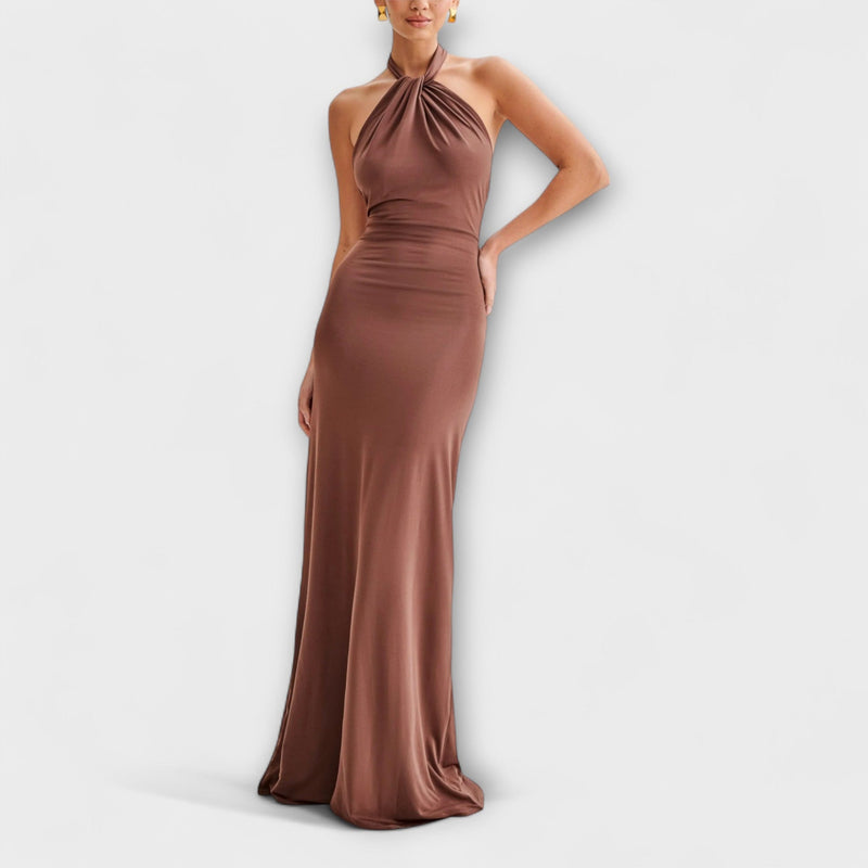 Lagune - Vestido Maxi Slinky con Cuello Halter