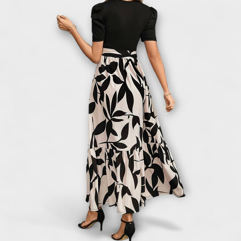 Luna - Vestido de verano con estampado de flores y escote redondo