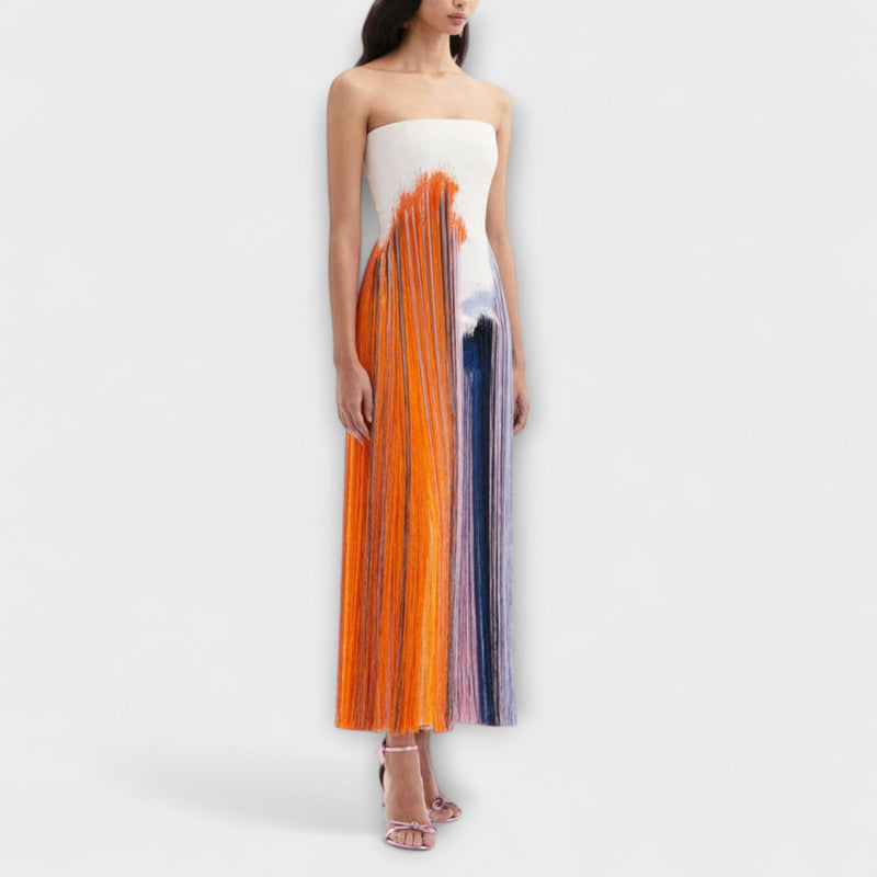 Verano - Vestido de color bloque elegante con flecos de moda
