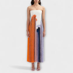 Verano - Vestido de color bloque elegante con flecos de moda