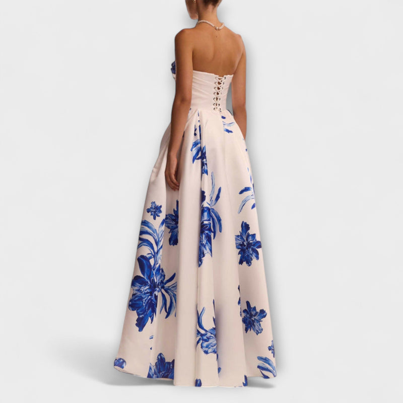 Rosalie - Elegante vestido maxi de flores con hombros al descubierto