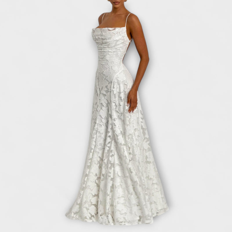 Emberly - Elegante vestido maxilargo de jacquard