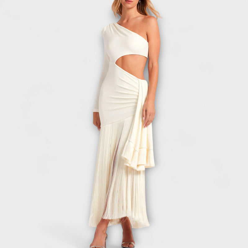 Alice - Vestido Maxi con Cutouts y Flecos Llamativos