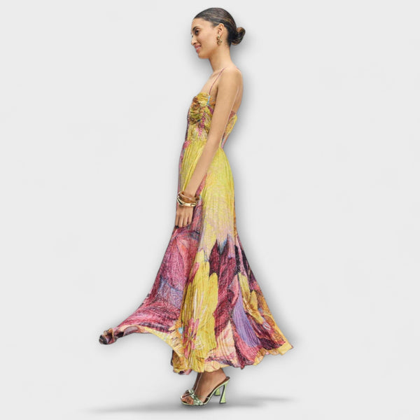 Kiara - Vestido maxi con vibrante estampado Ikat