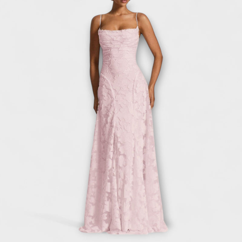 Emberly - Elegante vestido maxilargo de jacquard