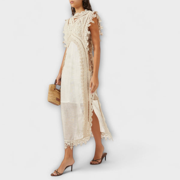 Mira - Vestido Maxicó de Organza Trenzado