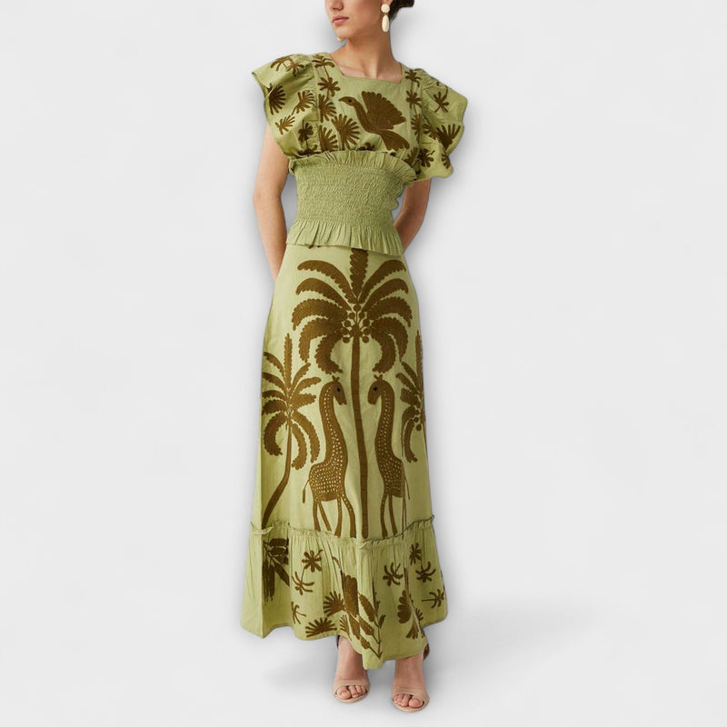 Amy - Elegante vestido de palmeras