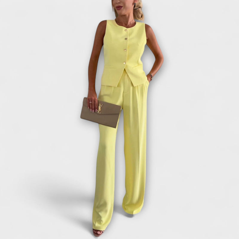 Wilhelmina - Conjunto elegante de top sin mangas y pantalones