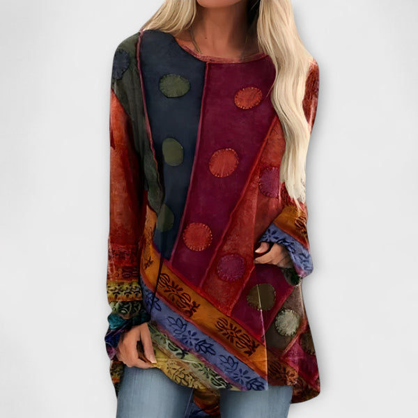 Blusa de Dama Elegante con Estampado Étnico