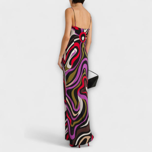 Daphne - Vestido Maxi en Estampado de Mármol