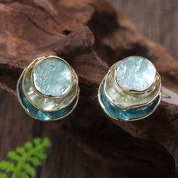 Pendientes redondos vintage pintados a mano de múltiples capas