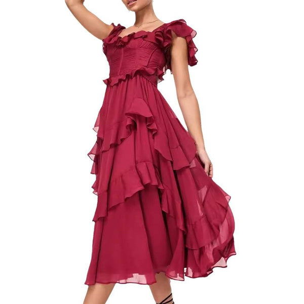 Elisa - Vestido con detalles de volantes