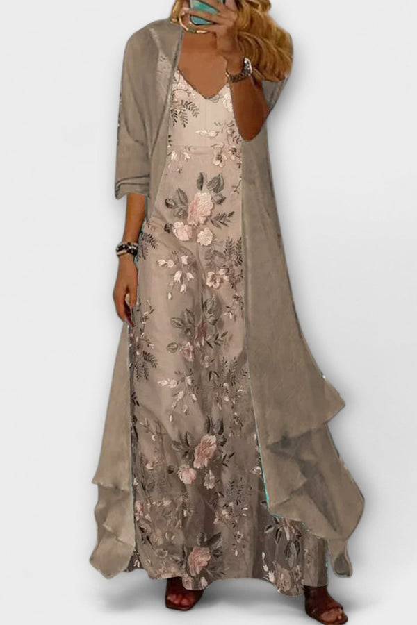 Mara - Vestido largo con chaqueta (conjunto de 2 piezas)
