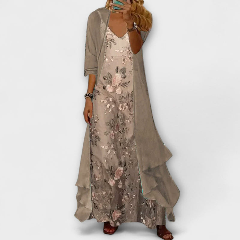 Mara - Vestido largo con chaqueta (conjunto de 2 piezas)