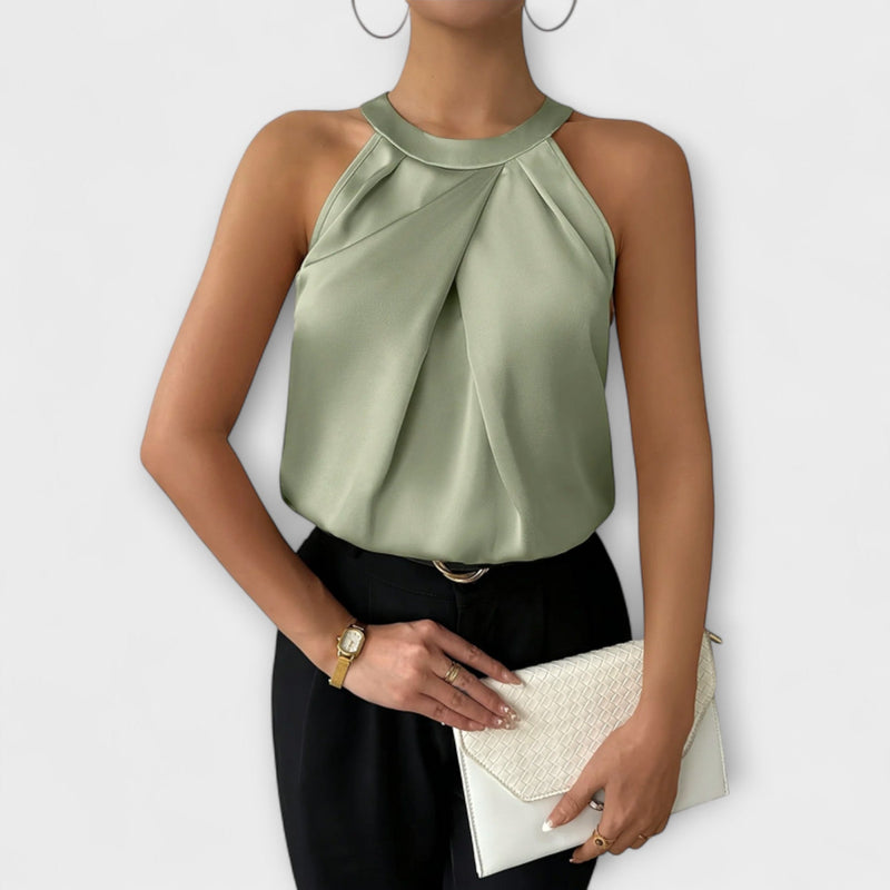 Skye - Elegante blusa de satén con diseño off-shoulder