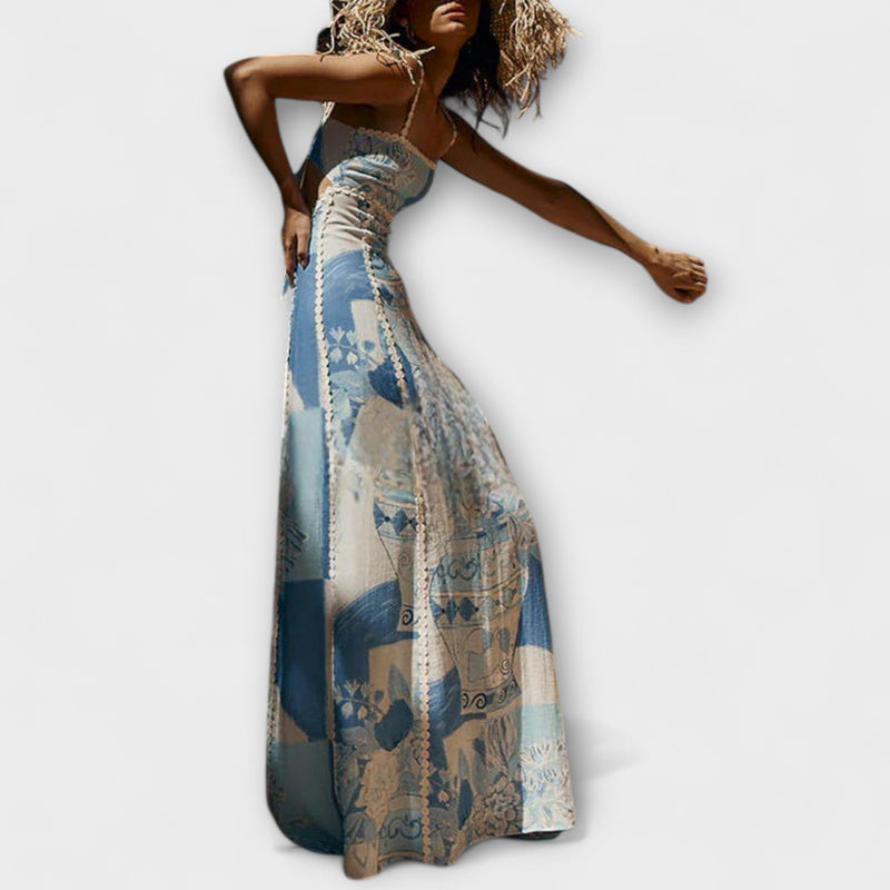 Terazza Ric Rac - Vestido Maxivolante de Lino