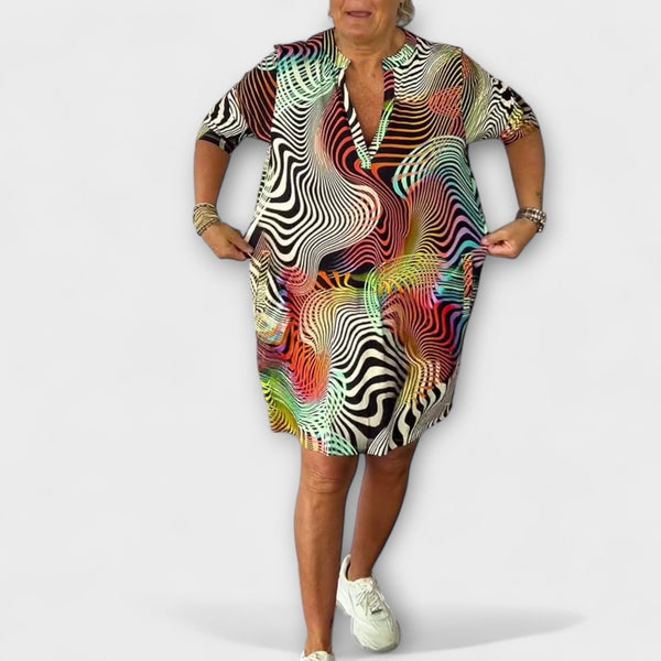 Liora - Vestido colorido con escote en V