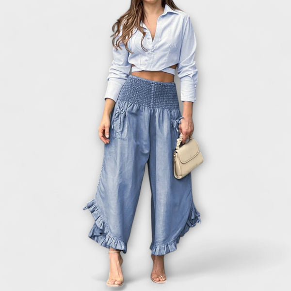 Jaya - Pantalones de lino holgados con pliegues de moda