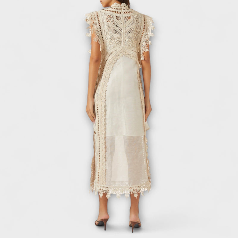 Mira - Vestido Maxicó de Organza Trenzado