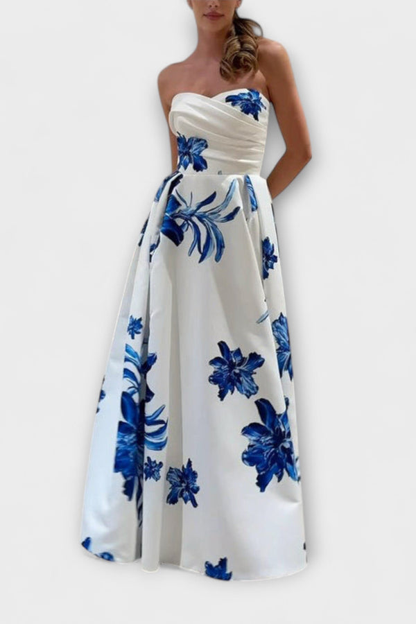 Rosalie - Elegante vestido maxi de flores con hombros al descubierto