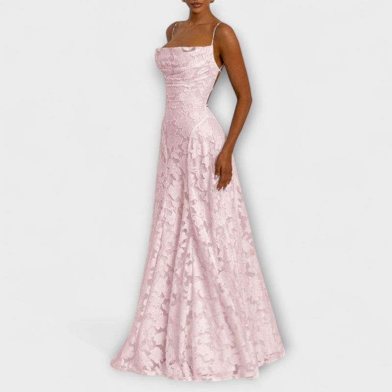 Emberly - Elegante vestido maxilargo de jacquard