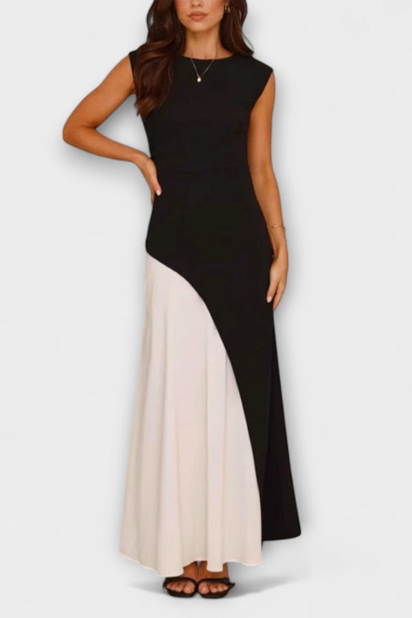 Isabel - Vestido de cintura en bloque de color monocromático