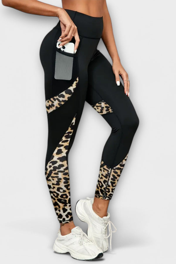 Pantalones de entrenamiento de talle alto con estampado de leopardo