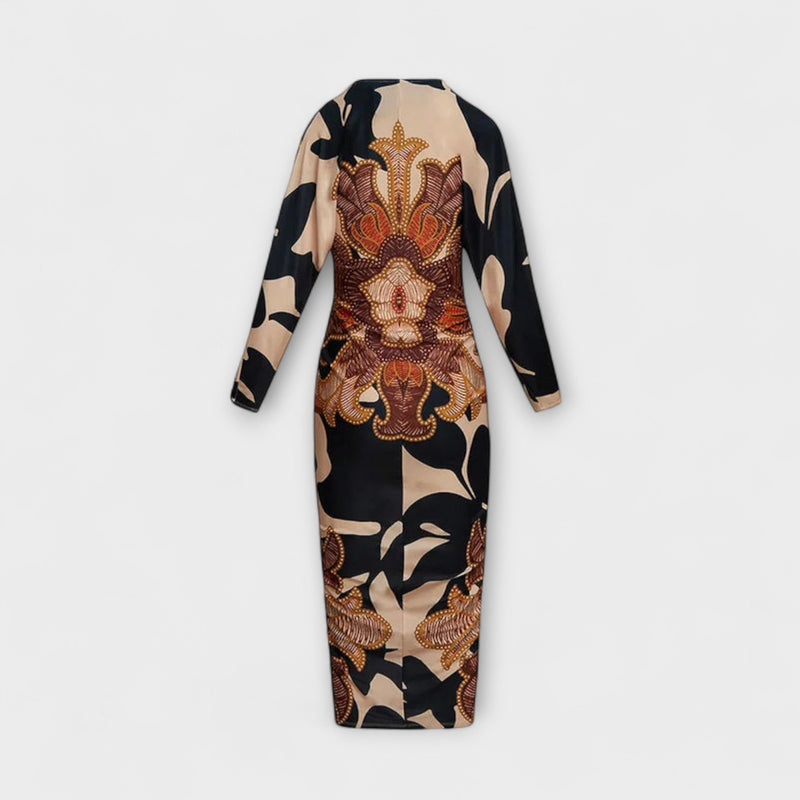 Cleo - Vestido midi dolman único con estampado brasileño