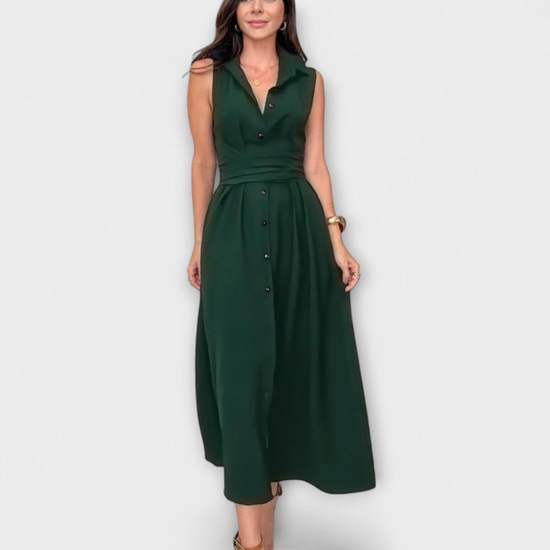 Mira - Vestido midi de una sola fila con detalle de lazo