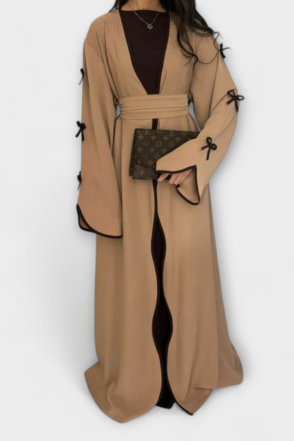 Jasmin - Elegante dúo de cárdigan y vestido con decoración de lazos