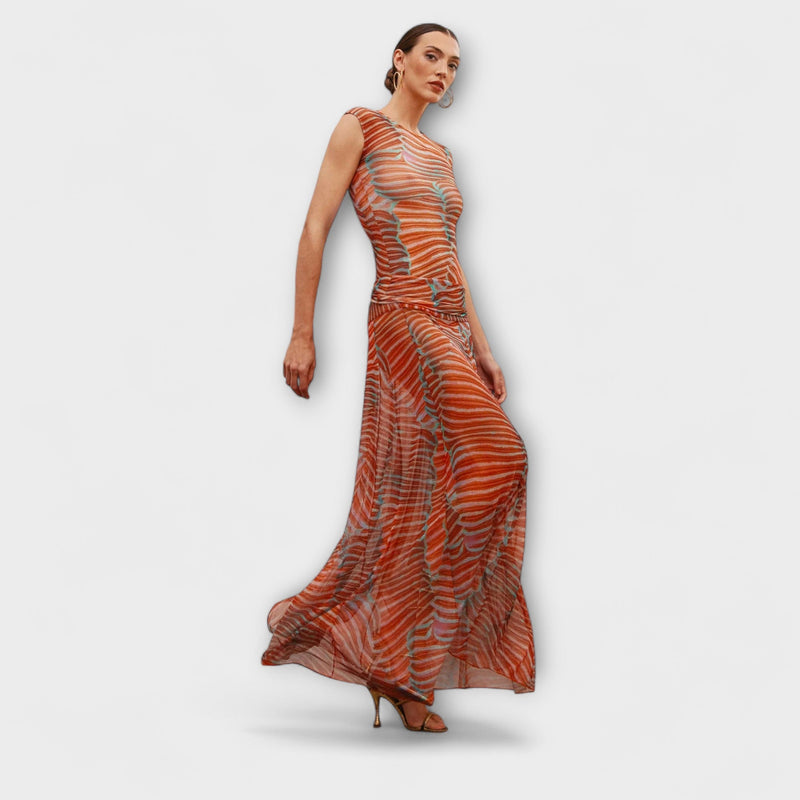 Phoenix - Body de Malla con Ondas Brillantes
