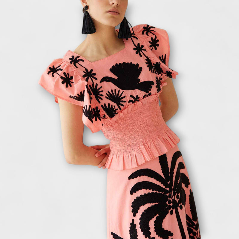 Amy - Elegante vestido de palmeras