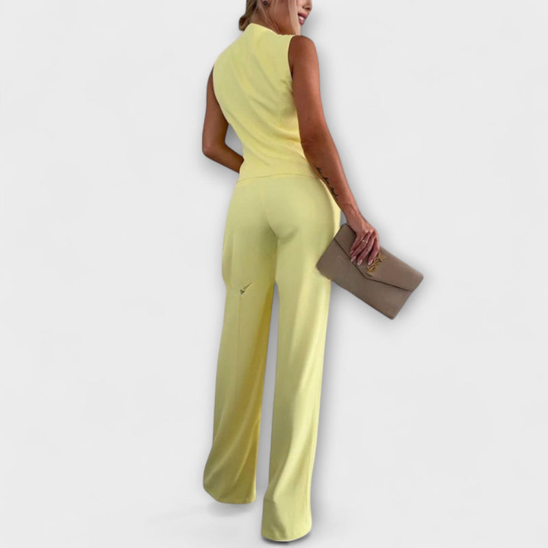 Wilhelmina - Conjunto elegante de top sin mangas y pantalones