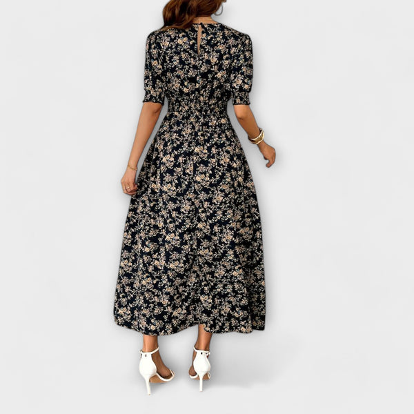 Amelia - Vestido con escote redondo y estampado de flores