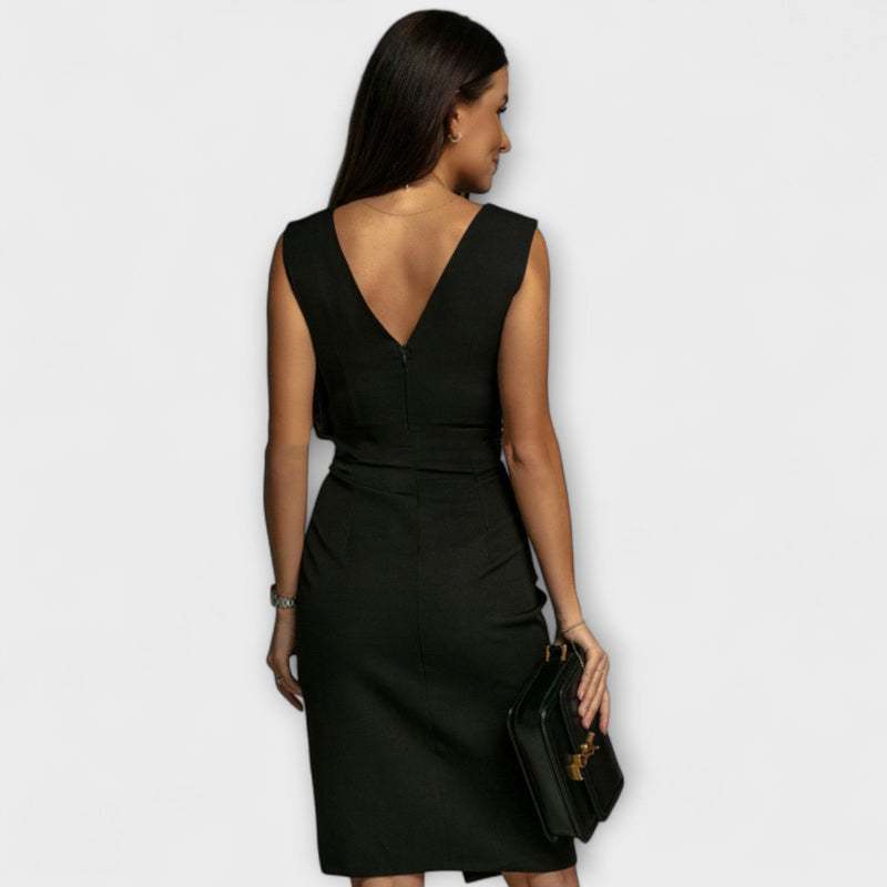 Brenda - Vestido elegante con escote en V y abertura
