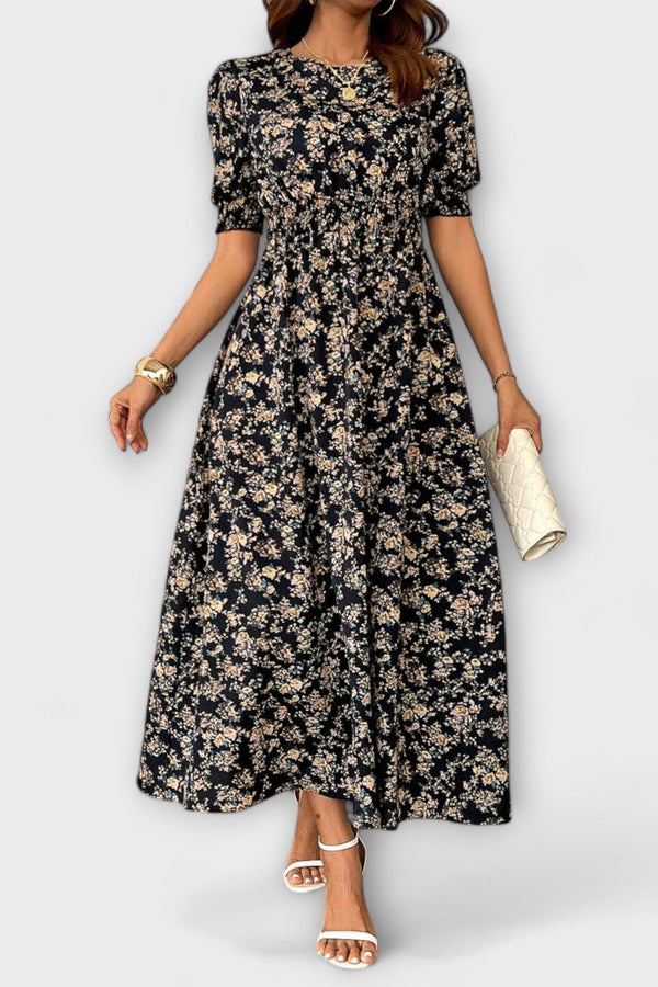 Amelia - Vestido con escote redondo y estampado de flores