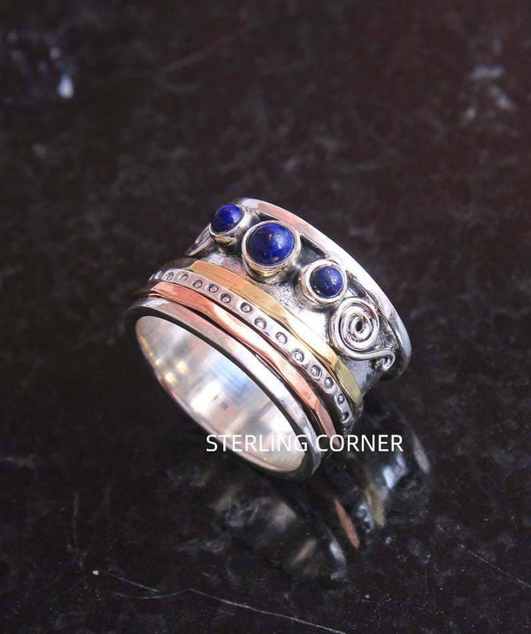 Anillo de Meditación Bohemio de Zafiro
