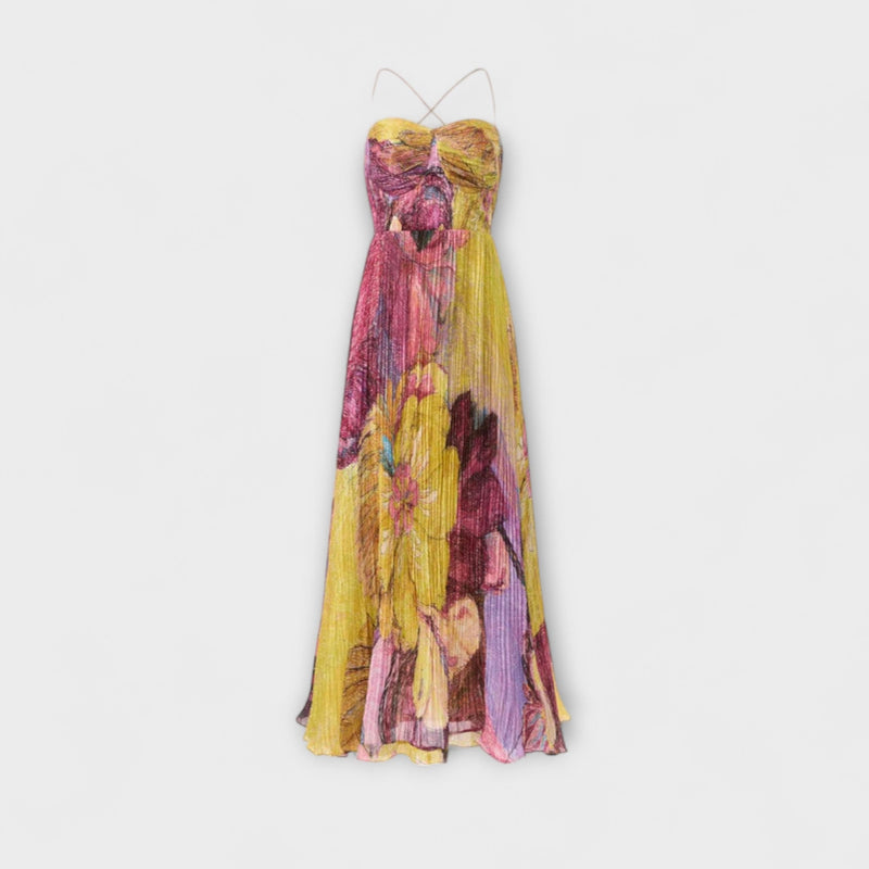 Kiara - Vestido maxi con vibrante estampado Ikat