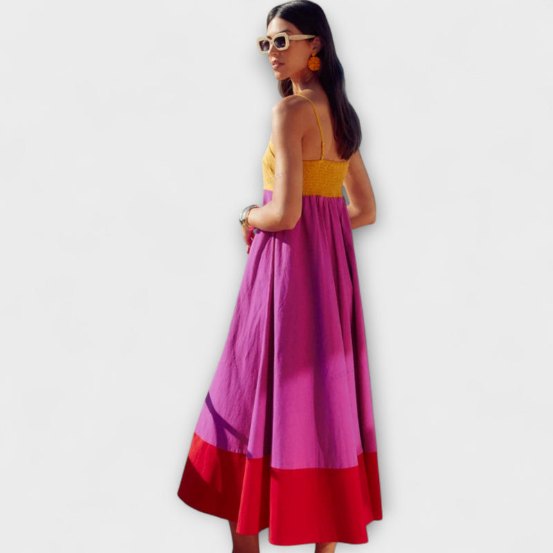 Vestido de tirantes de spaghetti en color bloque