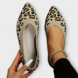 Zapatos planos de encaje con estampado de leopardo