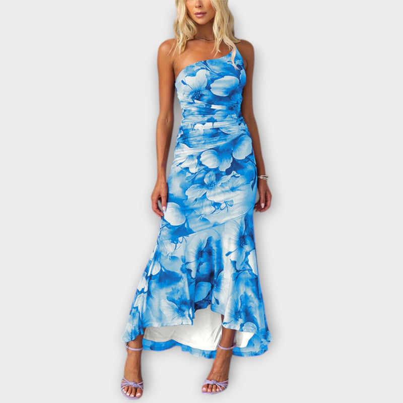 Pia - Maxivestido con fruncido lateral